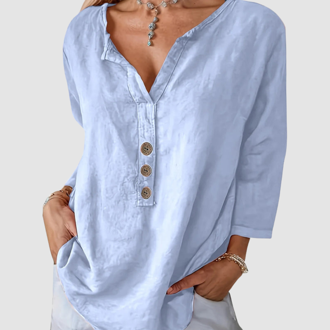 Melisa™ Casual Cotton & Linen Blouse