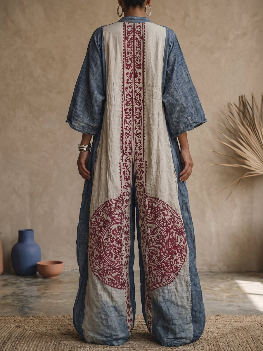Agnes™ Vintage Print Wide-Leg Jumpsuit
